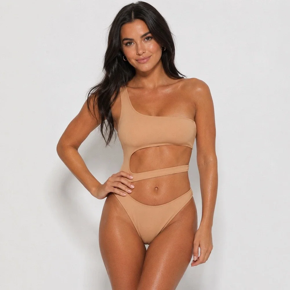 SKIMS Swim One Shoulder Monokini Ochre‎ Womens Small - Picture 14 of 14